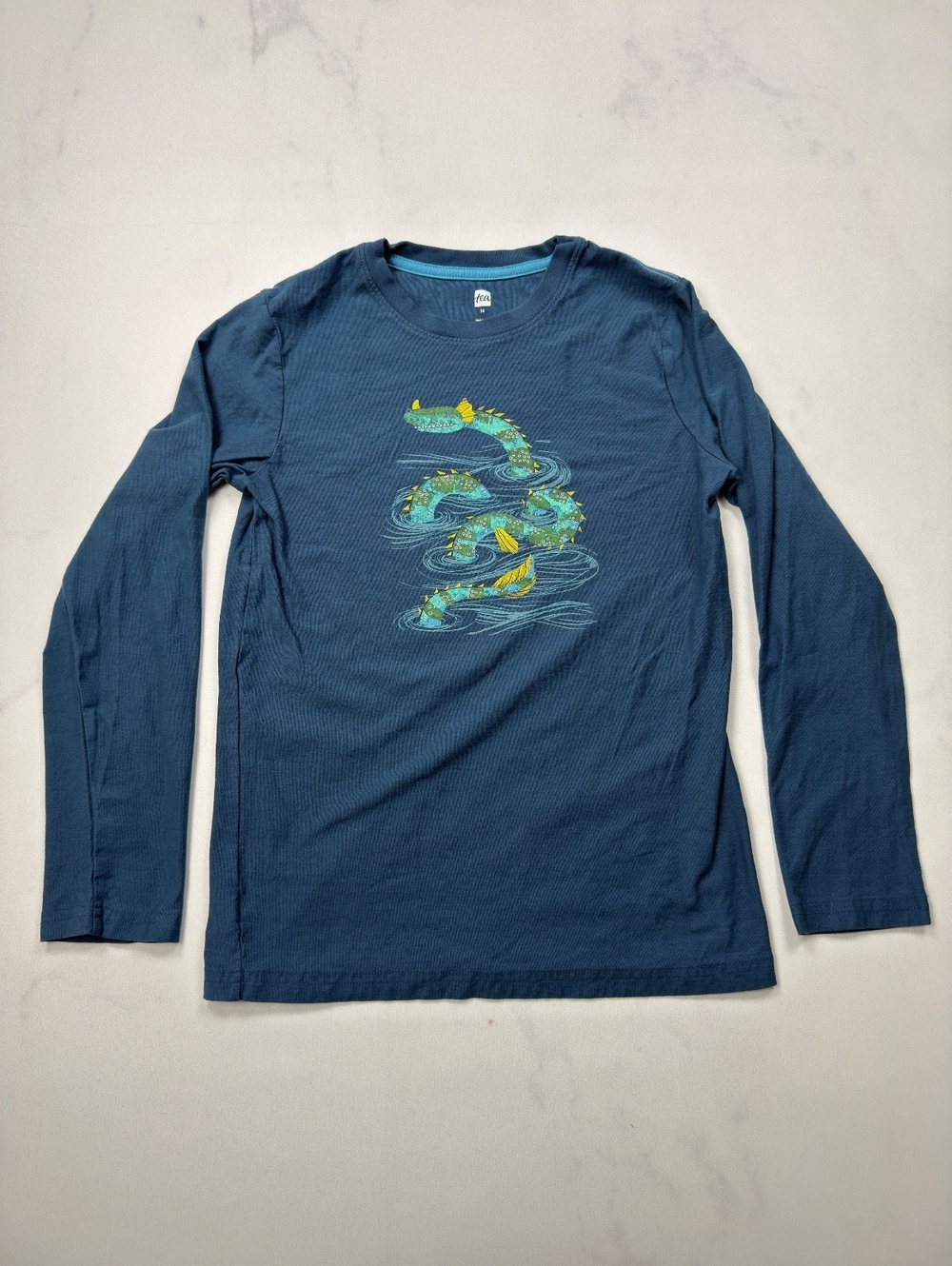 Tea Collection Long Sleeve T-Shirt Blue Graphic Art - Boys 14